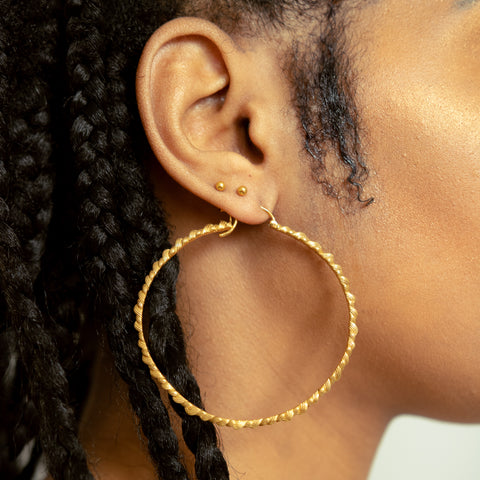 Braided Roots Mega Gold Hoops