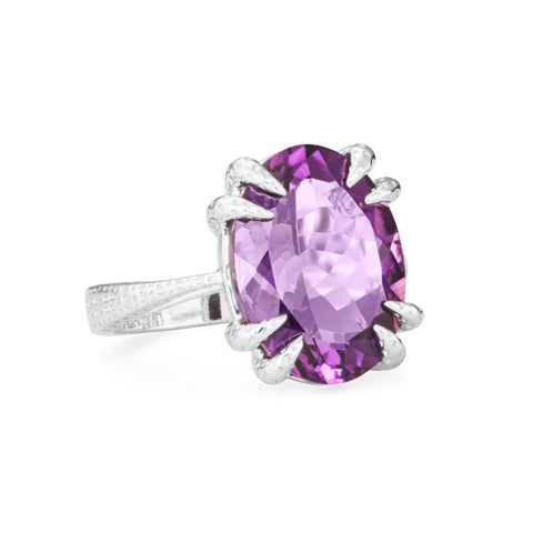 Smooth Scalp Amethyst White Gold Ring