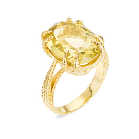 Smooth Scalp Citrine Yellow Gold Ring