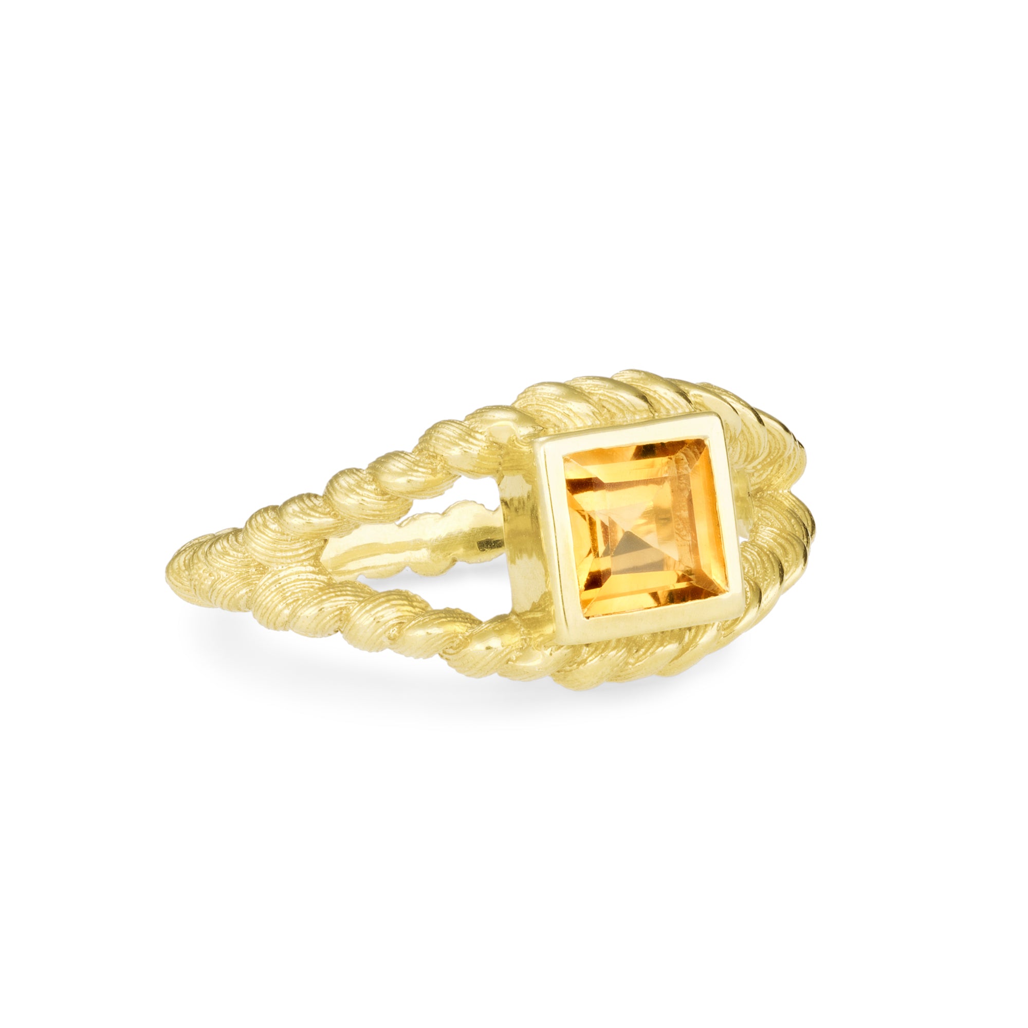 Braided Box Yellow Gold Citrine Ring