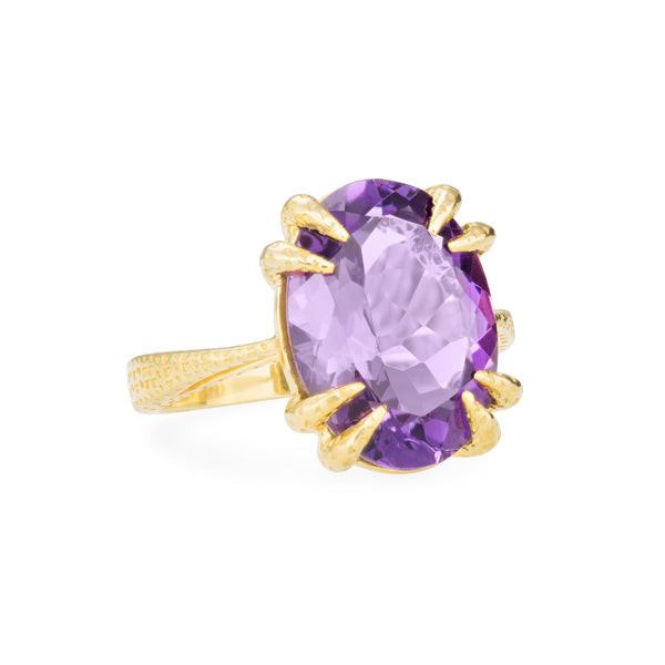 Smooth Scalp Amethyst Yellow Gold Ring